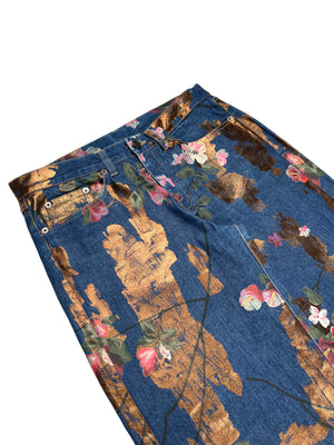 SS2001 Gucci by Tom Ford floral jeans