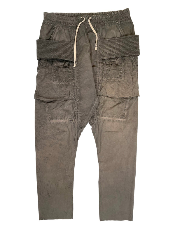 2000s Rick Owens dust grey creatch cargo pants