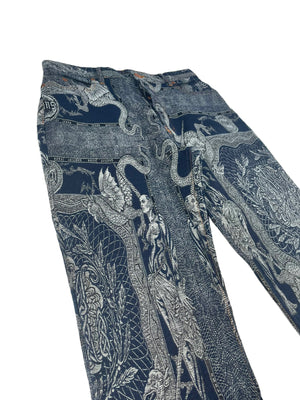 AW1994 Jean Paul Gaultier Dragon Slayer jacquard tattoo denim