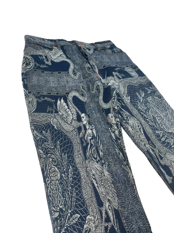 AW1994 Jean Paul Gaultier Dragon Slayer jacquard tattoo denim