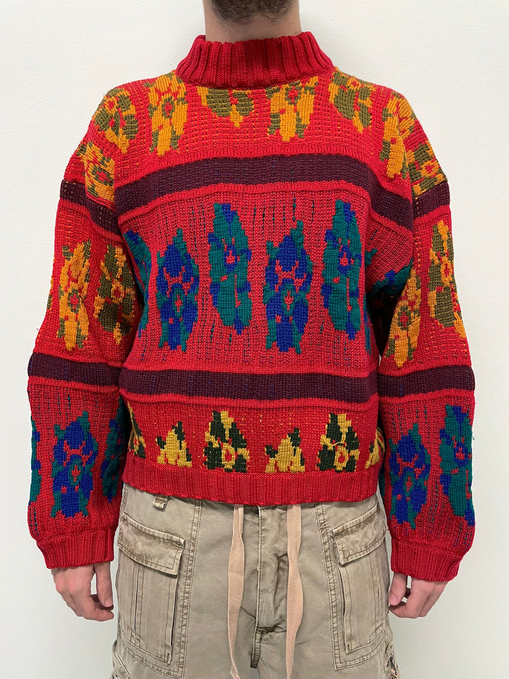 1980s Marithe Francois Girbaud intarsia floral sweater