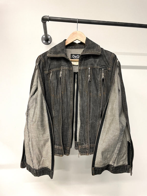 SS2003 Dolce & Gabbana zipper shredder denim jacket