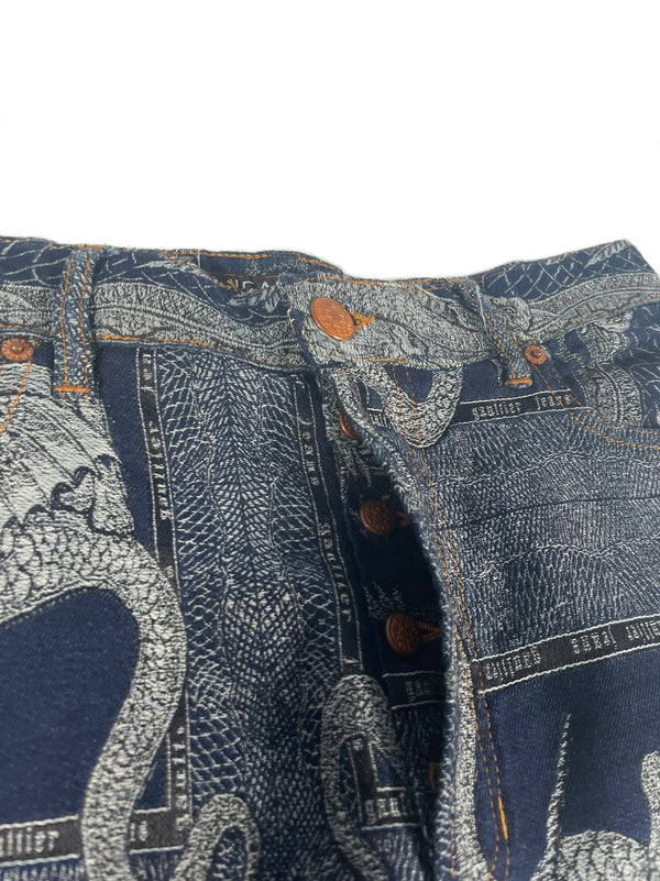 AW1994 Jean Paul Gaultier Dragon Slayer jacquard tattoo denim