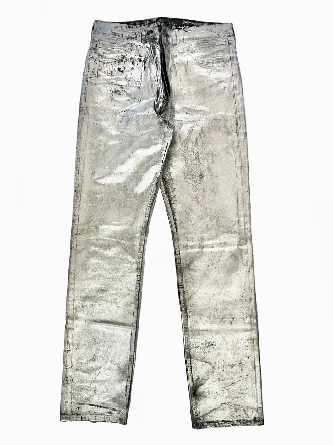 AW1999 Maison Margiela artisanal silver painted jeans