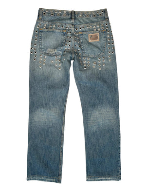 SS2006 Dolce & Gabbana eyelet studded jeans