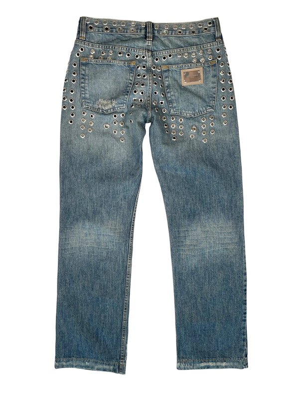 SS2006 Dolce & Gabbana eyelet studded jeans