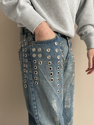 SS2006 Dolce & Gabbana eyelet studded jeans
