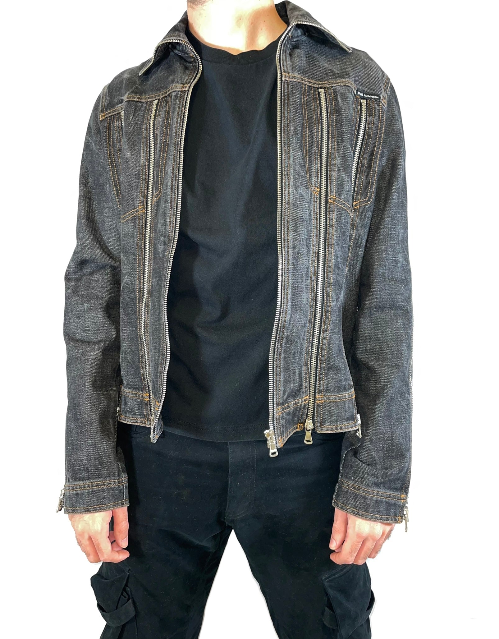 Dolce & Gabbana zipper shredder denim jacket