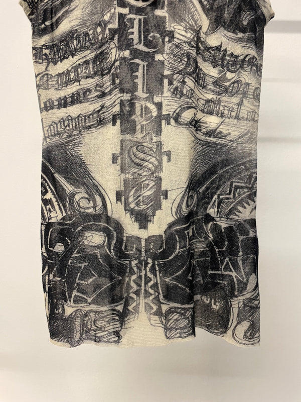 1990s Jean Paul Gaultier tattoo mesh tank