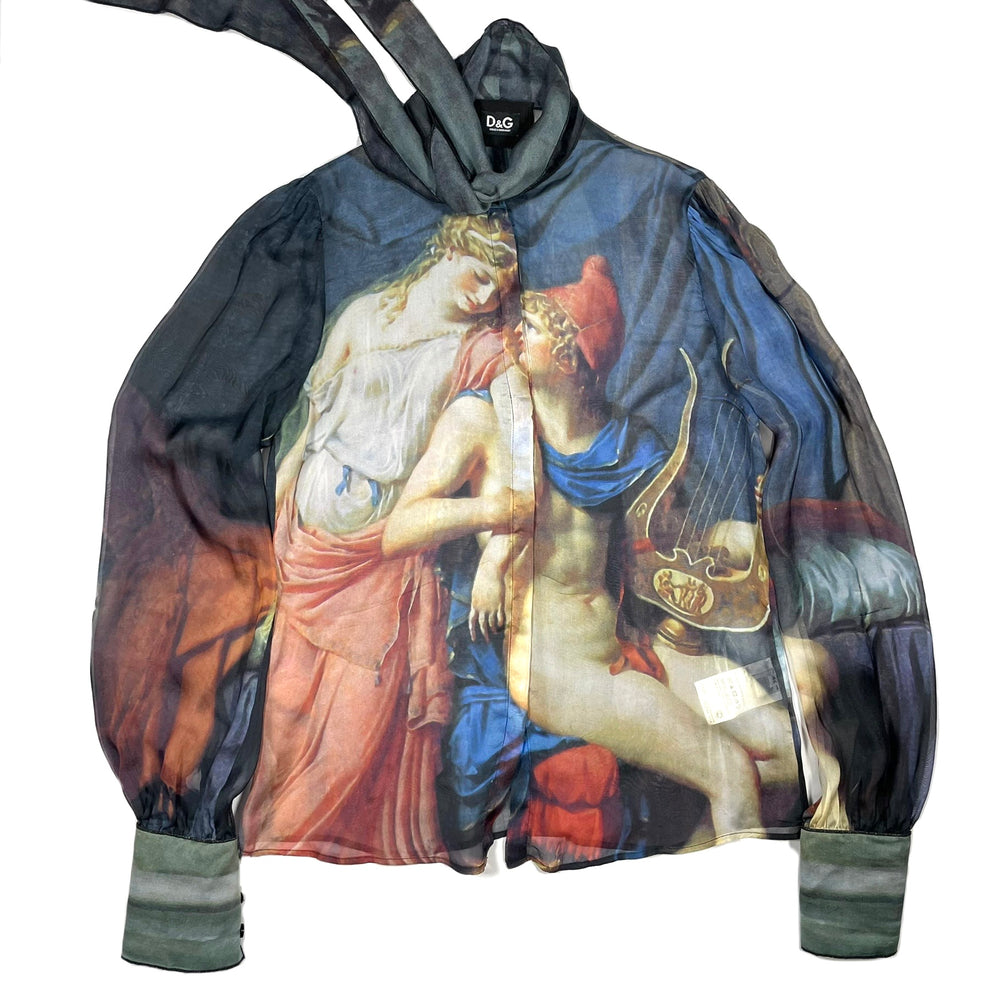 2000s Dolce & Gabbana runway painting silk shirt
