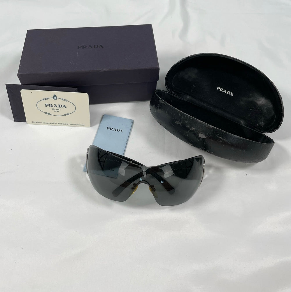 2004 Prada chrome wave visor sunglasses