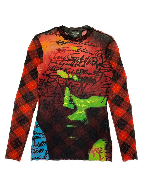 AW1997 Jean Paul Gaultier “fight racism” mesh top