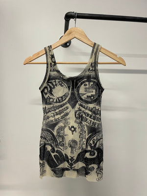 1990s Jean Paul Gaultier tattoo mesh tank