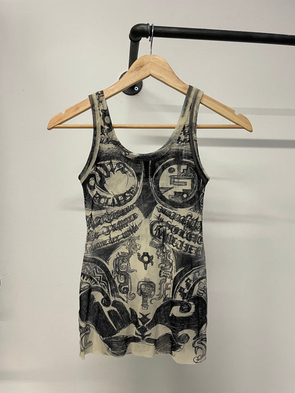 1990s Jean Paul Gaultier tattoo mesh tank