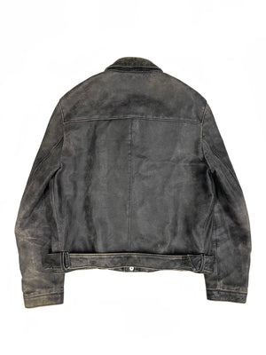 AW2001 Miu Miu distressed leather belted jacket