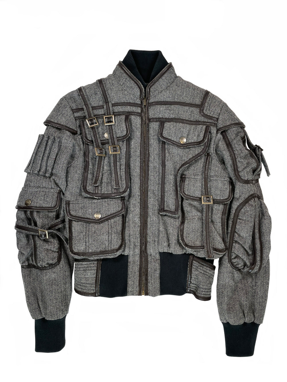1990s Roberto Cavalli bondage cargo bomber jacket