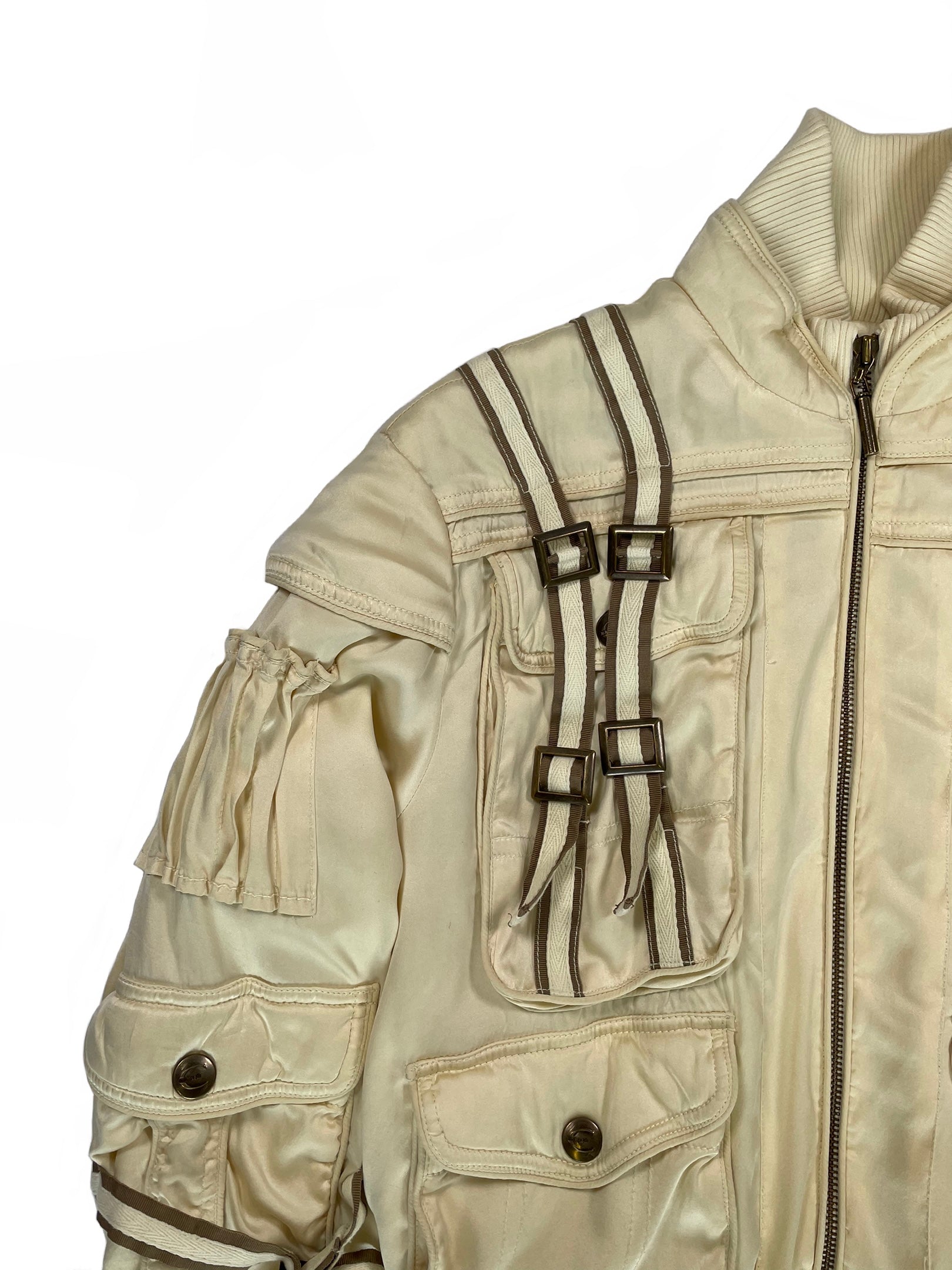 ジャケット・アウター Y2K cargo bondage drivers knit jacket 1990s Roberto Cavalli bondage cargo bomber jacket