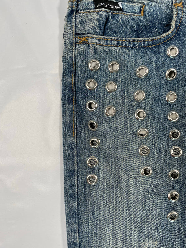 SS2006 Dolce & Gabbana eyelet studded jeans