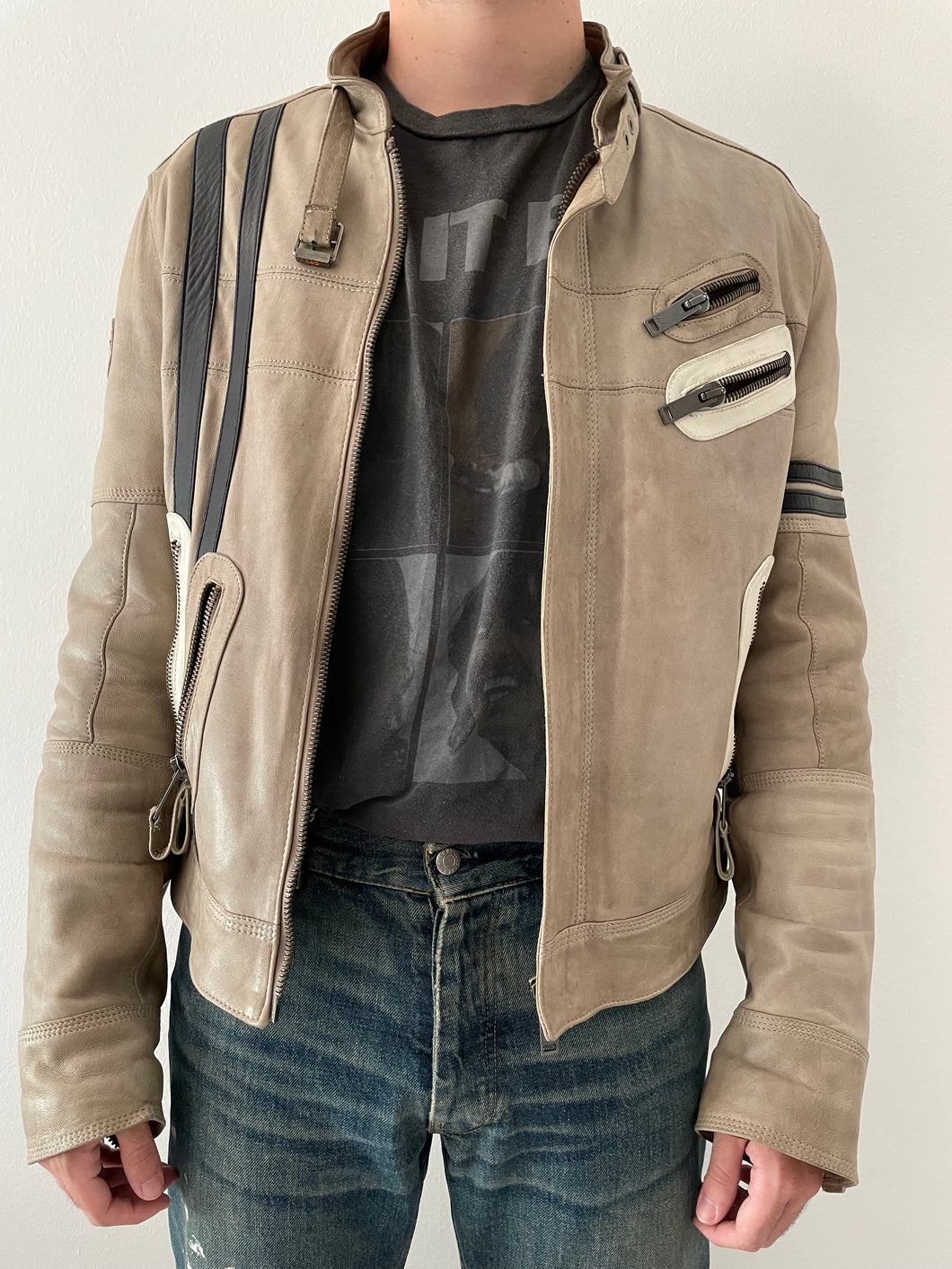 2000s Dolce & Gabbana leather biker jacket