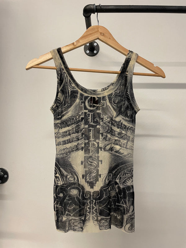 1990s Jean Paul Gaultier tattoo mesh tank