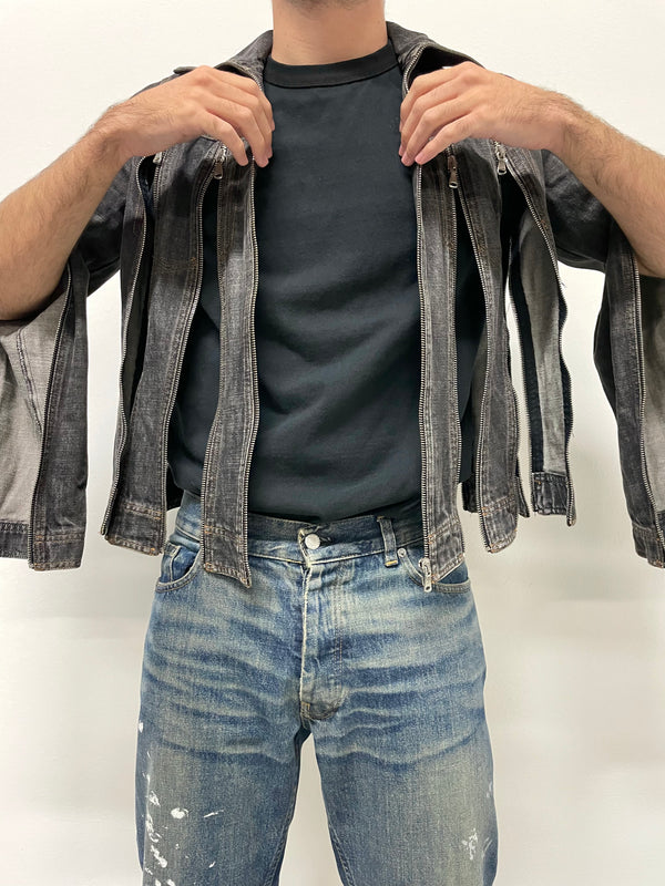 SS2003 Dolce & Gabbana zipper shredder denim jacket