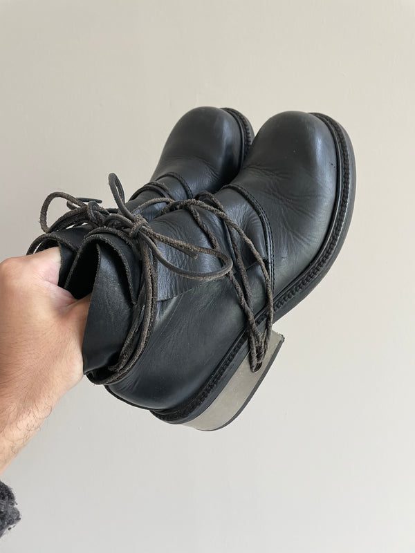 1990s Dirk Bikkembergs laces through metal heel boots
