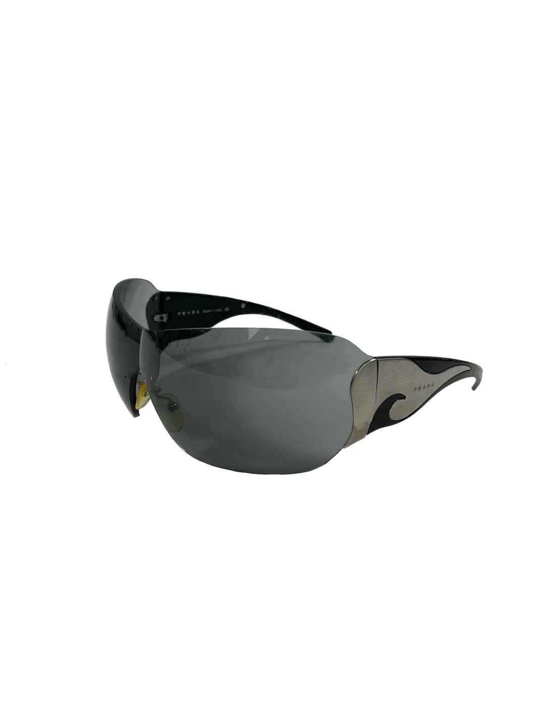 2004 Prada chrome wave visor sunglasses