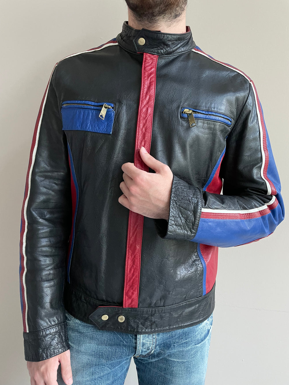 AW1998 Dolce & Gabbana leather biker jacket