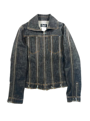 Dolce & Gabbana zipper shredder denim jacket