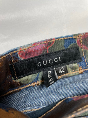 SS2001 Gucci by Tom Ford floral jeans