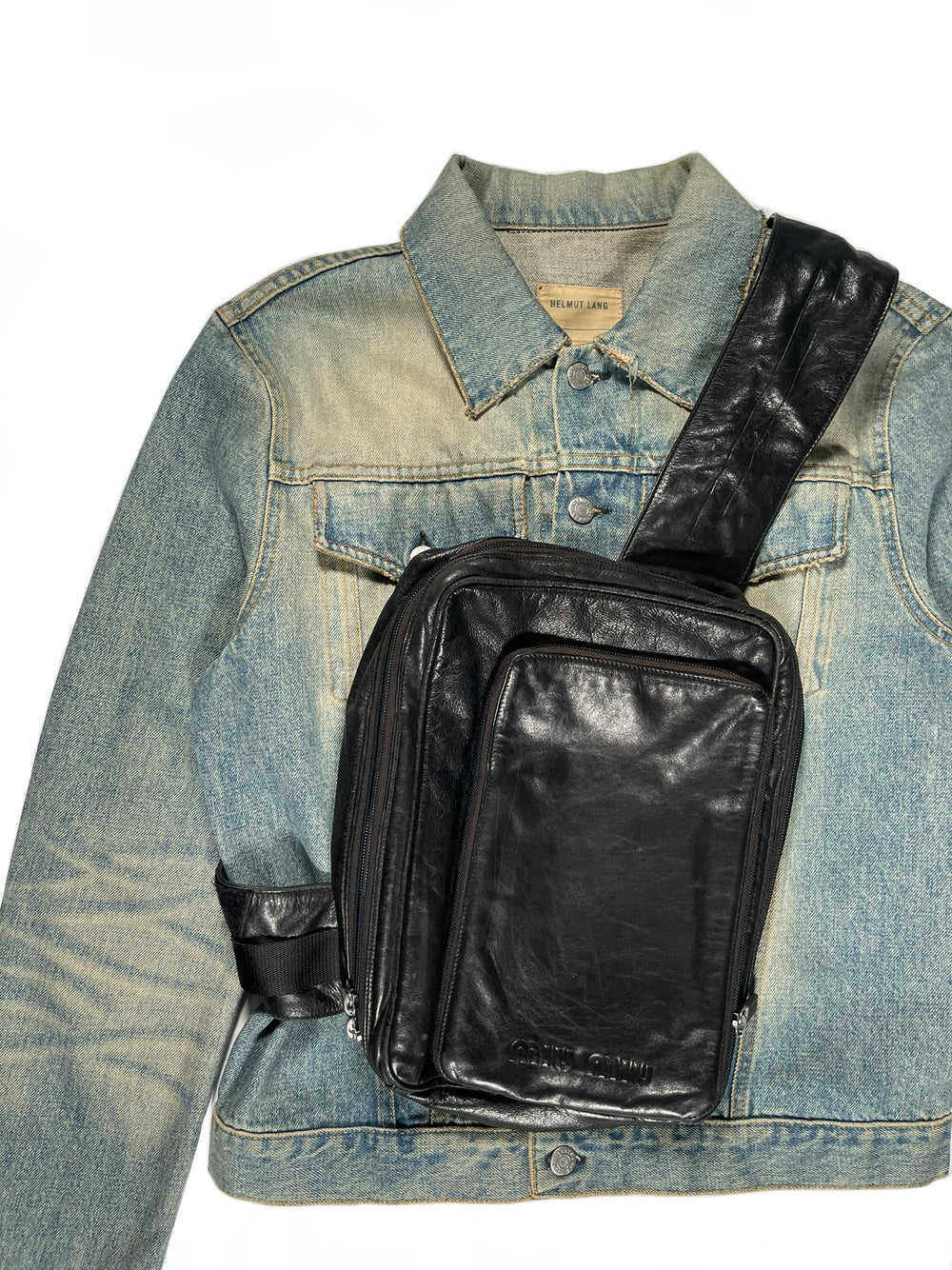 SS1999 Miu Miu black leather crossbody bag