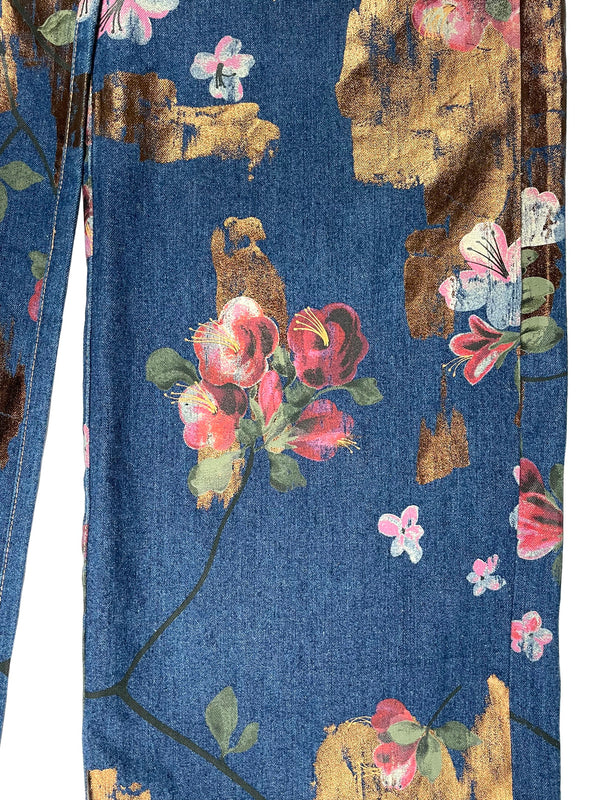 SS2001 Gucci by Tom Ford floral jeans