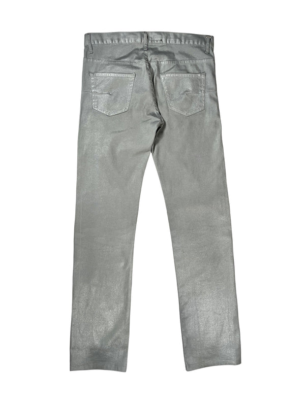 2000s Dior Homme silver coated denim