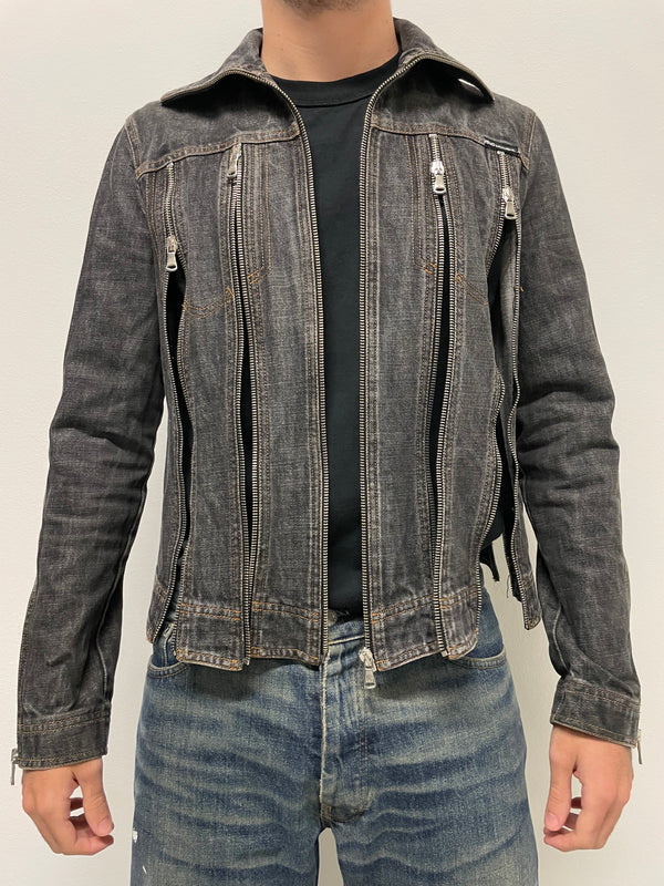 SS2003 Dolce & Gabbana zipper shredder denim jacket