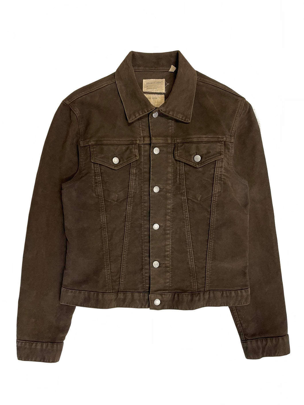 1990s Helmut Lang moleskin brown trucker jacket
