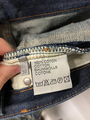AW2003 Dior Homme unaltered green waxed blue jeans