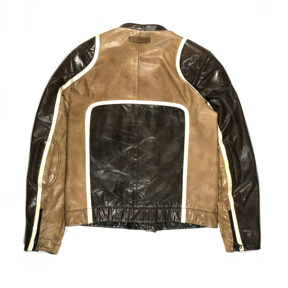 2000’s Prada brown biker leather jacket
