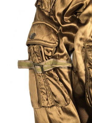 1990’s Roberto Cavalli silk bondage soldier bomber jacket