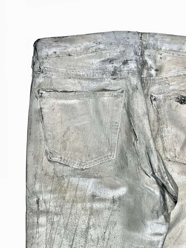 AW1999 Maison Margiela artisanal silver painted jeans
