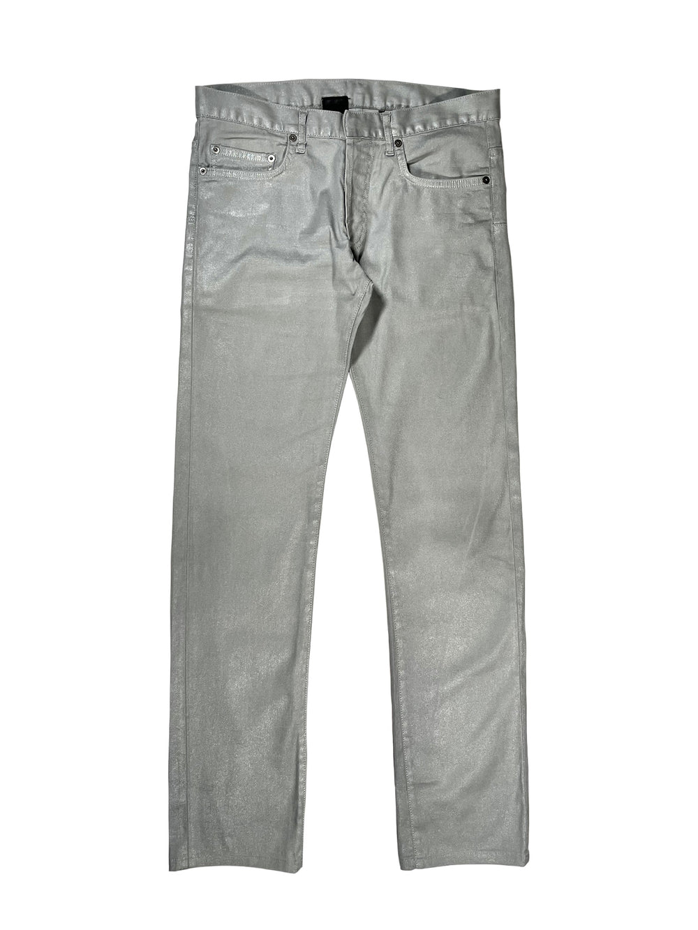 2000s Dior Homme silver coated denim