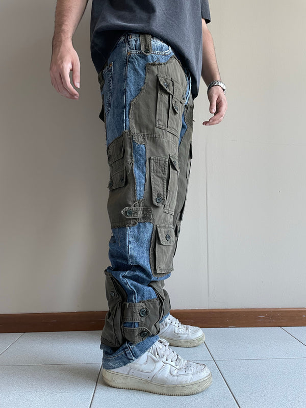 AW2005 Dolce & Gabbana hybrid patchwork cargo jeans