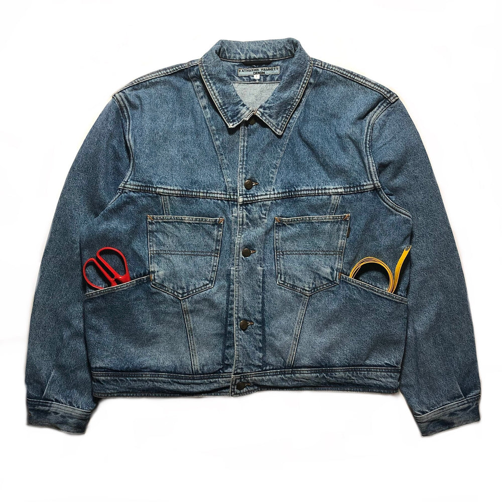 1980s Katharine Hamnett oversize cargo denim jacket