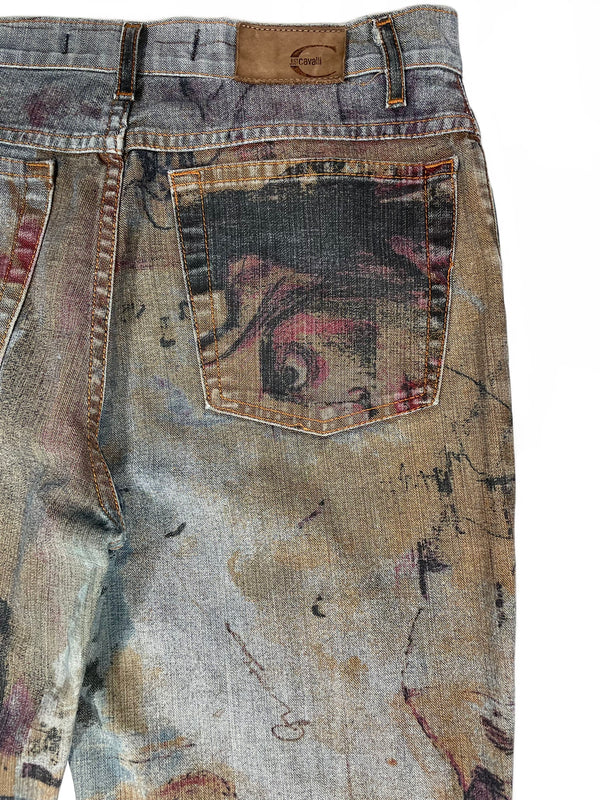 Roberto Cavalli Napoleon print jeans