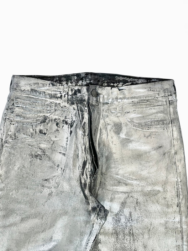 AW1999 Maison Margiela artisanal silver painted jeans