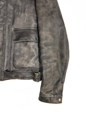 AW2001 Miu Miu distressed leather belted jacket