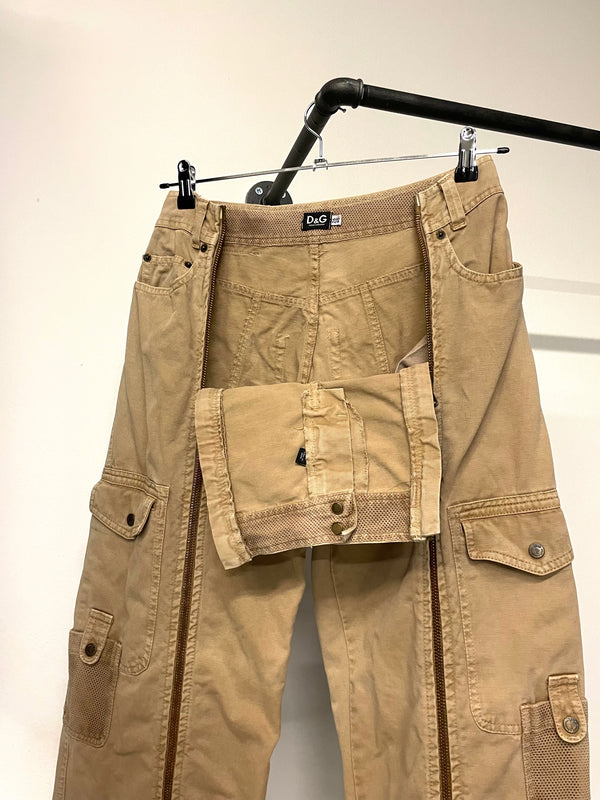 2004 Dolce & Gabbana full zipper cargo multi pockets pants