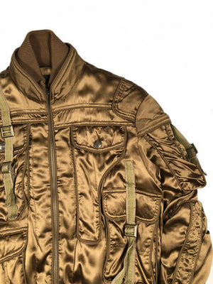 1990’s Roberto Cavalli silk bondage soldier bomber jacket