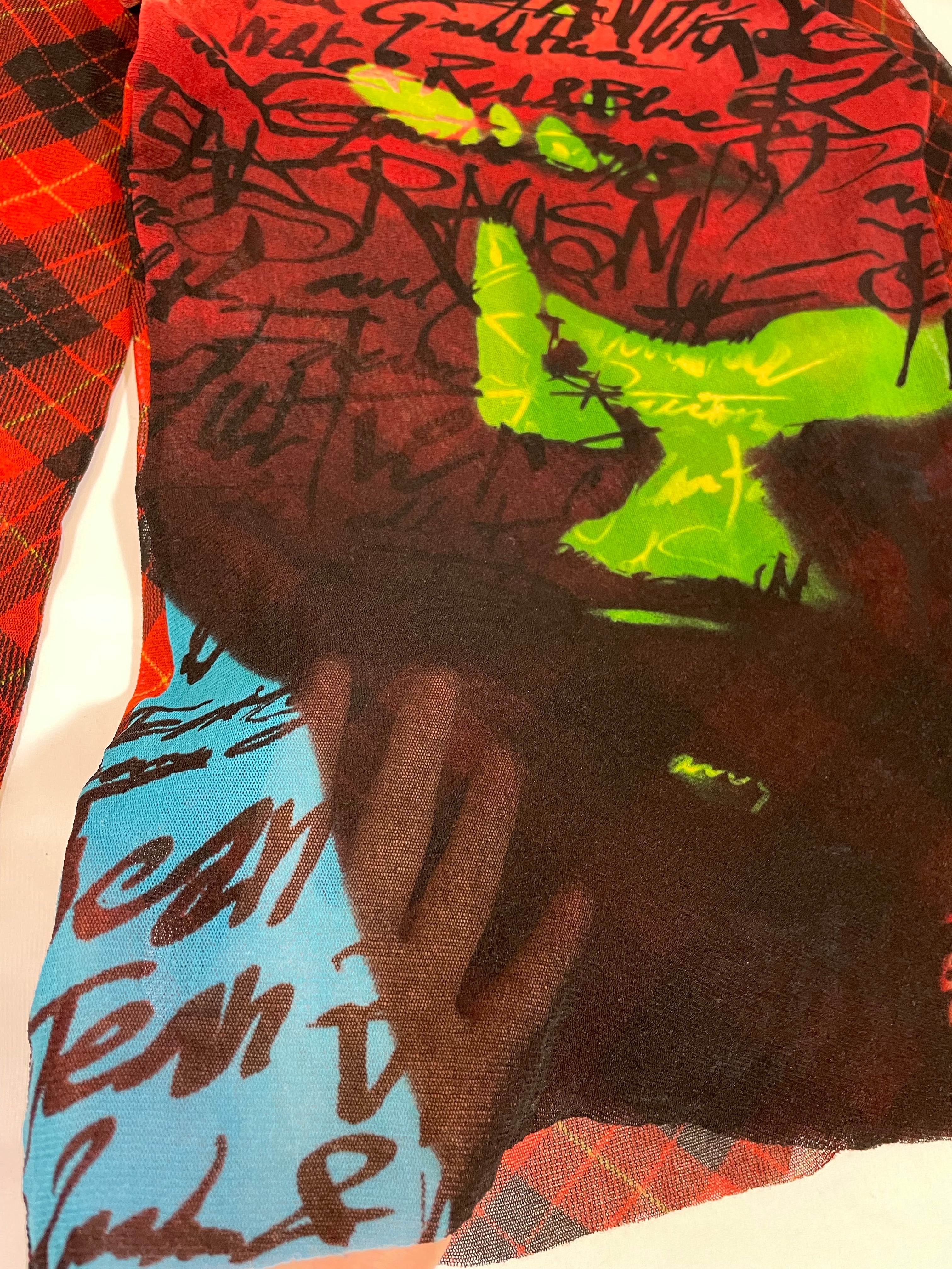 AW1997 Jean Paul Gaultier “fight racism” mesh top