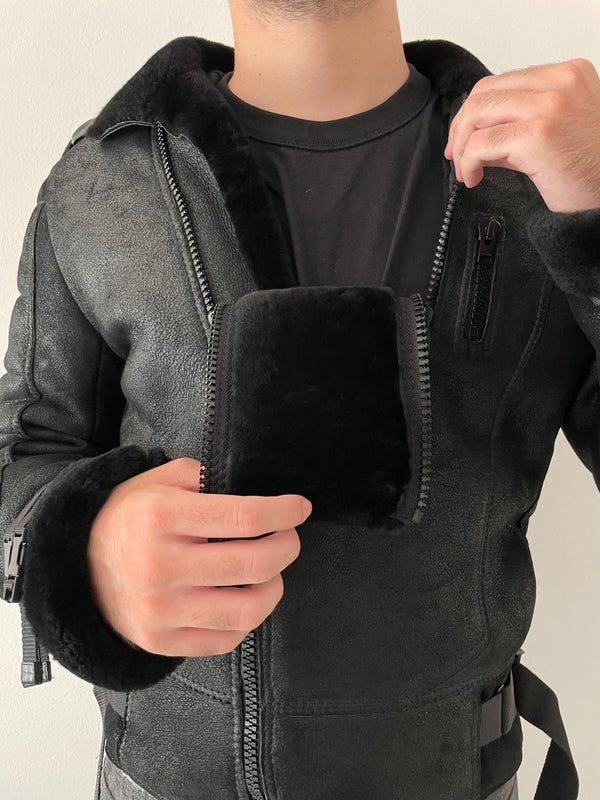 AW2007 Dior × Hedi Slimane "Navigate" shearling leather  jacket