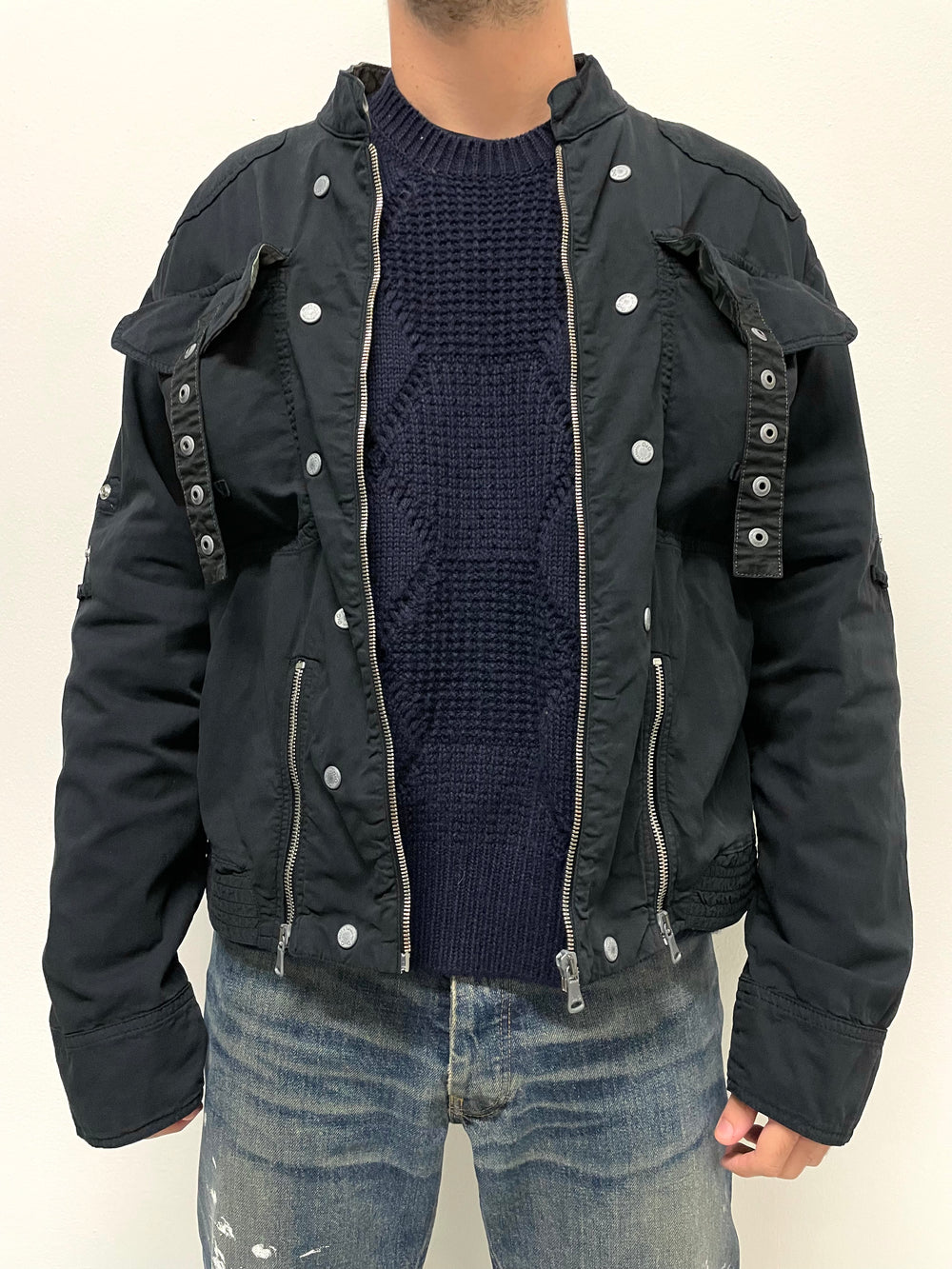 2003 Dolce & Gabbana bondage cargo bomber parachute jacket